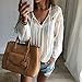Cinidy Women Long Sleeve Chiffon Lace Crochet Blouse T Shirt Tops (L)