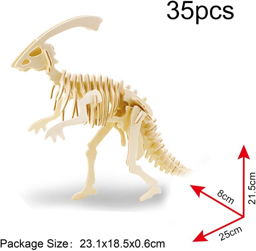 Georgie Porgy Puzzle in legno 3D per bambini Dinosauro Aeroplano Legno Giocattoli da costruzione Confezione da 6 (Auto Aereo Autobus Pirata Nave Camion Moto