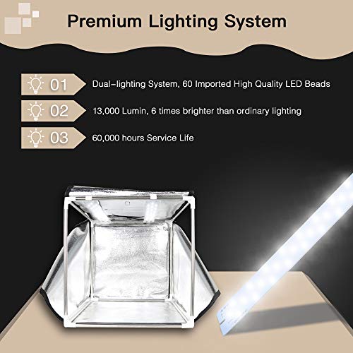 Photo Light Box, Elviros Professional 24''x24''x24'' Portable Photo