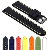 StrapsCo Rubber Divers Sport Replacement Watch Band w/ Matte Black Buckle