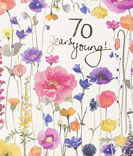 Delphine Stunning Artistic Female Birthday Card (PL-ODH004) - 70th Birthday Wild Meadow Flowers with an Elegant Foil Finish - Greeting Card for Her From the Beautiful Range