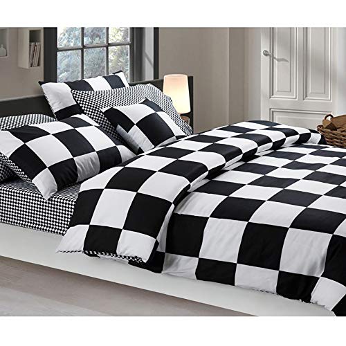 Wuy Bedding Duvet Cover Set 3pcs Black White Soft Polyester