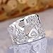 NYKKOLA Beautiful 925 Jewelry Austrian Crystal Hollow Heart Sweet Love Silver Ring Band(O)
