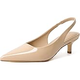 Wonvatu Kitten Heels for Women Closed Pointed Toe Kitty Slingback Dressy Low Heeled Pumps Fashion Casual Herls Bridal Dress Shoes