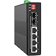 4-Port Hardened Industrial Gigabit 2+ Managed DIN-Rail Switch, 4x10/100/1000 Base-TX +2x1000Base-FX SFP 6X, Network Ethernet Gigabit Not with PoE+ Switch