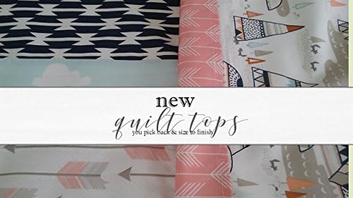 New quilt tops baby blanket. Build your own soft and cuddly Baby Blanket Tribal teepes arrows and tomahawk in navy coral .