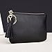 Aladin Wide Coin Change Purse Wallet with Key Ring & Leather Tassels Zip Tab Black