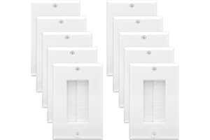 LEENUE 10 Pack Brush Wall Plate, Single Gang Cable Pass Through Wall Cover for Cable Management, Low Voltage Cables, Wall-mount TV, White