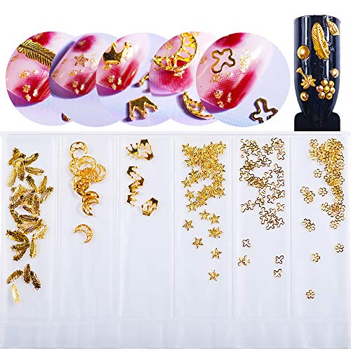 1 Bag Mixed 3D DIY Hollow Metal Frame Nails Art Decor Gold Silver Rivet Ocean Seashell Manicure Accessories Slider Nail Studs (Style-04)