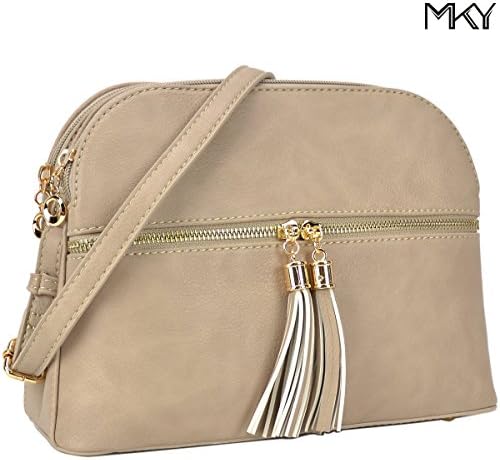 Women Lightweight Crossbody Shoulder Bag Medium Compartment Purse with Tassel Brick