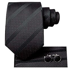 Hi-Tie Black Striped and Red Dot Ties for Men Woven