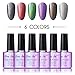 Beau Gel Soak off Nail Polish, Holographic Rainbow Colors Manicure Nail Salon Set Long Lasting Shiny Nail Art (6 bottles, 10ml each) #02