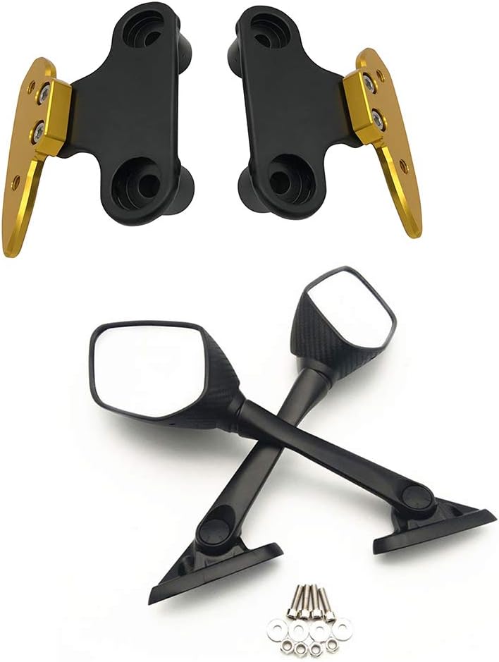 Semspeed Motorcycle Handlebar Rearview Side Mirrors with Mirror Transfer Bracket for Yamaha X-max 250 300 2017 2018 2019. (Gold)