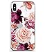 BAISRKE iPhone Xs Max Flowers Case for Girls, Slim Shockproof Clear Floral Pattern Soft Flexible TPU Back Cover for iPhone Xs Max 6.5 inch [Purple Pink]