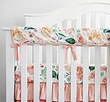 Sahaler Baby Crib Rail Cover Long Crib Rail Guard Baby Teething Cover Protector Wrap Nursery Bed Rails Cover(Secret Garden)