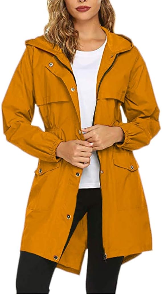 Amazon トレンチコート レディース フード付きジャケット ロングコート レインコート 大きいサイズ 秋 冬コート ロングジャケット ベルト付き 長袖 通勤 おしゃれ 無地 防水 コート ジャケット 通販