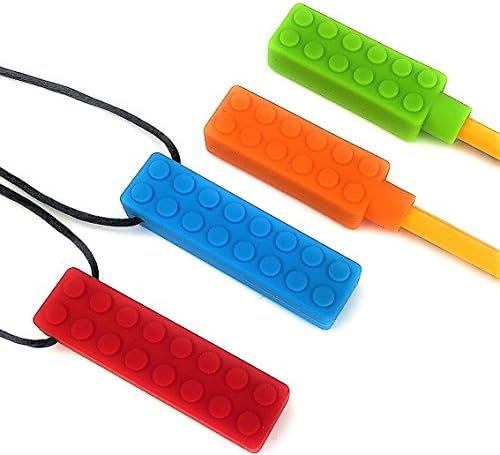 BUNDLE - Sensory Chew Necklace Pencil Toppers Set - Chewelry for Kids with Autism ADHD Oral Motor Chewing Biting Teething Needs - Chewable Jewelry Chewy Toy for Kids STIM - Boys and Girls