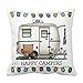 Cute RV Vintage Glass Egg Camper Travel Trailer Pillow Home Style Cotton Decorative Couple Throw Pillow Cover Cushion Case Couple Pillow Case