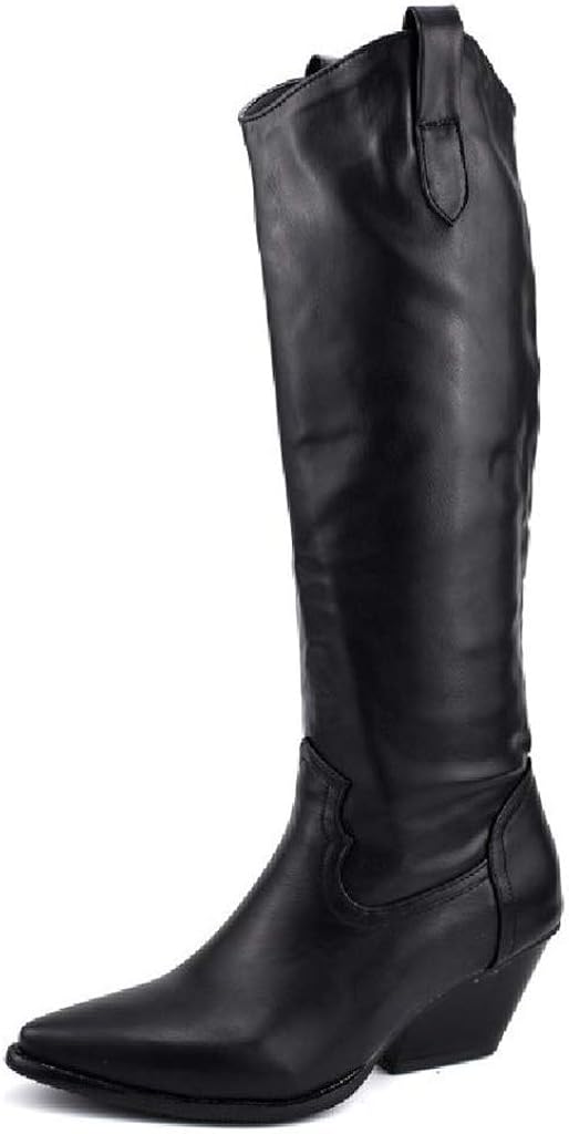 Bottes Western Cowboy Vintage Laredo - Cuir Noir - Taille US 9EE (Large) - Fabriquées Aux USA - Occasion Bon État