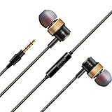ALZN Premium Wood Earbuds, In-Ear Headphones, Stereo Bass Noise-isolating Earphones with Mic