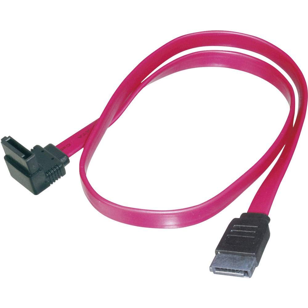 DIGITUS SATA III cable – 0.5 m – 90-degree angled plug – 6 Gbit/s – SATA 3 – suitable for HDDs, SSDs or optical drives – red