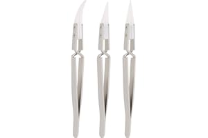 Omninmo 3pcs Reverse Precision Ceramic Heat Resistant Tweezers Stainless Steel Anti-Static Heat-resistant Conductive Straight Curved Tip Soldering Tool for Circuit Board Maintenance Chip Soldering