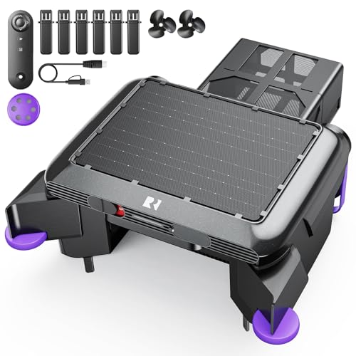Redkey S500 Solar Pool Skimmer Roboter, Poolroboter Akku Solar mit 24/7 Oberflächenreinigung, Dual Motoren, Dual Ladesystem, Intelligenter Hinderniserkennung, 200µm Feinfiltersystem