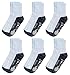 Deluxe Adult White Anti Non Slip Skid Slipper Crew Ankle Resistant Socks For Womens (9-11, 6 pack/anti-slip white grey)