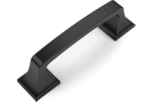Amerdeco 10 Pack Matte Black 3 Inch(76mm) Hole Centers Kitchen Cabinet Pulls Hardware Kitchen Handles for Cabinets Cupboard H
