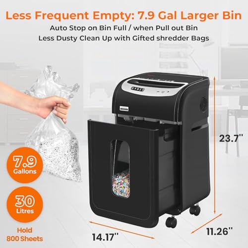 VidaTeco 18-Sheet Paper Shredder for Home Office Heavy Duty | 60-Minute Micro Cut P-4 Security, Auto-Reverse Anti-Jam System, 7.9-Gallon Pullout Bin, Shreds Staples/CD/Credit Cards (ETL)