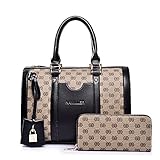 Women Handbag,Women Bag, KINGH Vintage PU Leather Shoulder Bag Purse 2 PCS Set Bag 089 Black