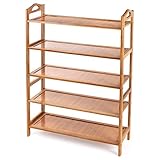 HOMFA Bamboo Shoe Rack 5-Tier Entryway Shoe Shelf Storage Organizer Free Standing Shelves