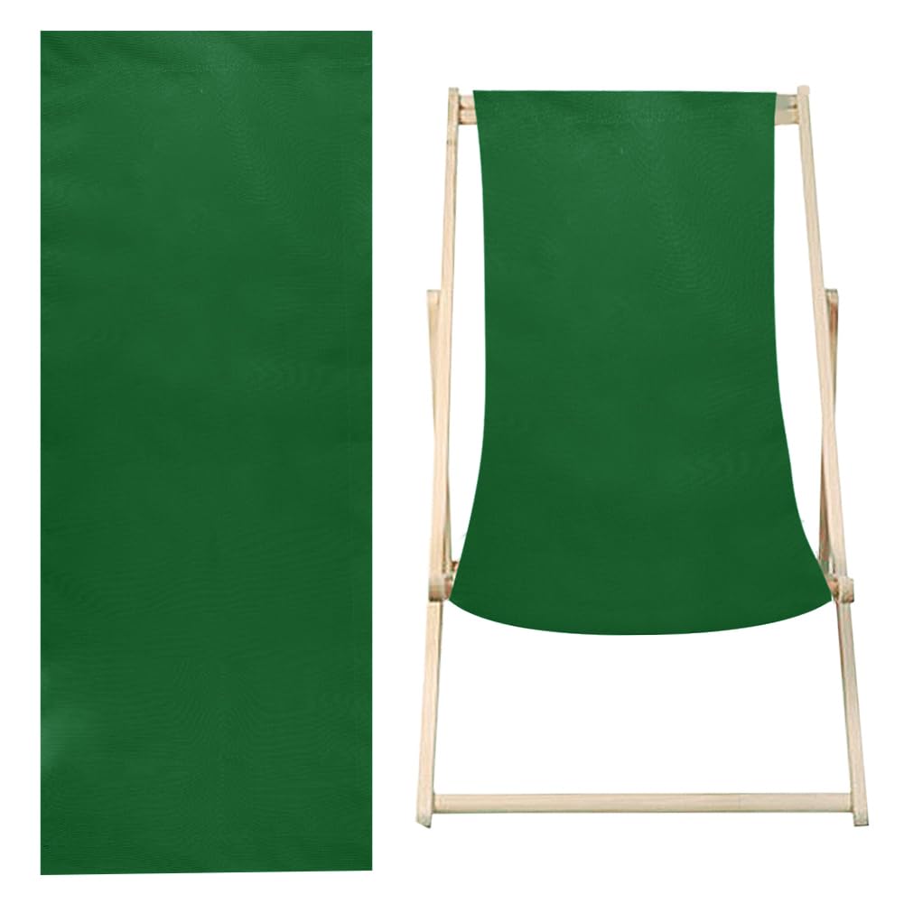 GORGECRAFT 113~120x43cm Cotton Beach Sling Chair Replacement Canvas Folding Lounge Repair Cloth Reclining Sling Replacement for Sunbathing Garden Courtyard Beach Relaxation, Dark Green