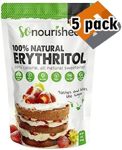 Erythritol Sweetener Granular (1 lb / 16 oz) - Perfect for Diabetics and Low Carb Dieters - No Calorie Sweetener, Non-GMO, Natural Sugar Substitute, 5 Pack