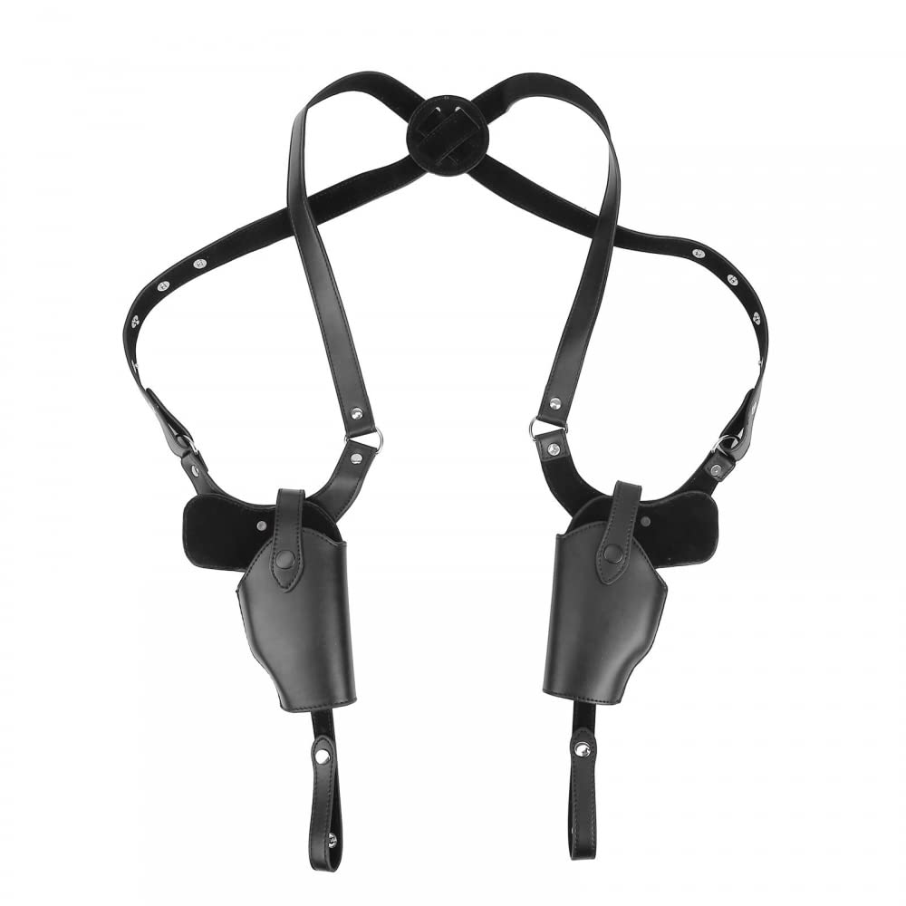 Pistol Shoulder Holster,Vertical Gun Holster Leather Concealed Carry Holster W/Magazine Holder & Adjustable Strap for 1911 92 96 G45 43 (black shoulder Strap 120cm)