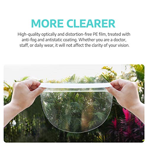 10Pcs Value Pack Safety Face Shields with Protective Clear Film To Protect Eyes and Face Full Face Cover for Men and Women Anti-Fog, Anti-Saliva, Windproof Dustproof (10PCS)