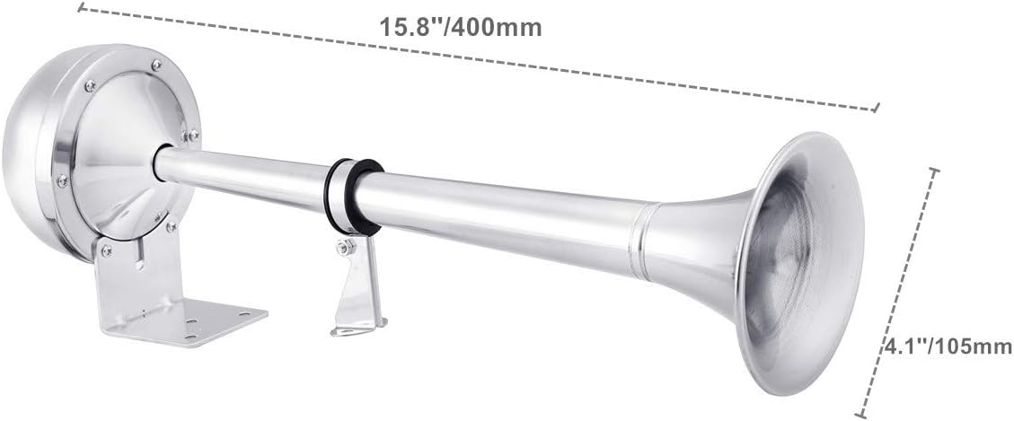 weyleity Boat Horn Waterproof Stainless Steel Single Trumpet,Electric Horn for 12v Boats Ship Sailboat Yacht Off-Road Vehicle Truck SUV RV Vans Touring Car: Automotive