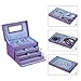 SONGMICS Girls Jewelry Box Lockable Jewelry Case Purple Textured Organizer UJBC133
