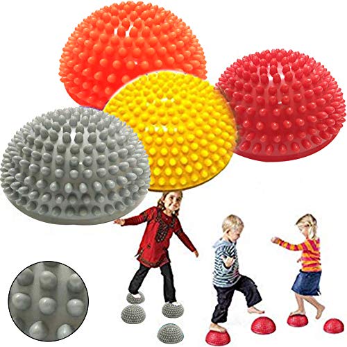 LeSharp Outdoor Toys, Kids Inflation Hemisphere Durian Foot Sole Muscle Stress Relief Massage Ball Toy - Red