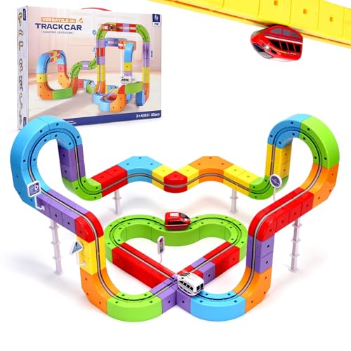Last Page® Magnetic Electric Train Set for Kids 3–8, Modular 3D Tracks with Gravity-Defying Motorized, STEM Building Toy for Creative Learning, Electric Set Gift for Boys and Girls (121)