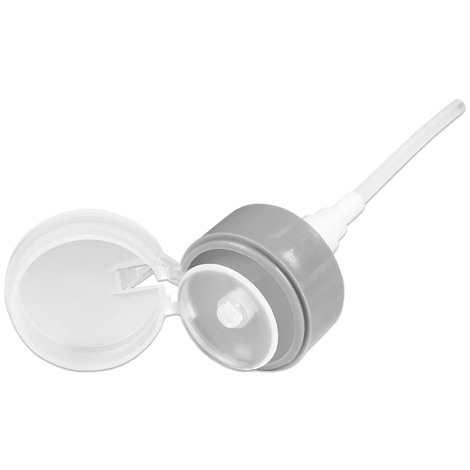 9oz Gray with Word Imprint Push Down Pump Dispenser Empty Refillerable Bottle with Flip Top Cap - for Nail Polish, Travel, Cosmetics Packaging