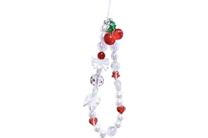 CasaPopz Cherry Phone Charm Cute Cell Strap Charms Bead for String Accessories Beaded Wrist Lanyard Mobile Wristlet Chain Aesthetic Kawaii Bag Keychain Camera Pendants Decor