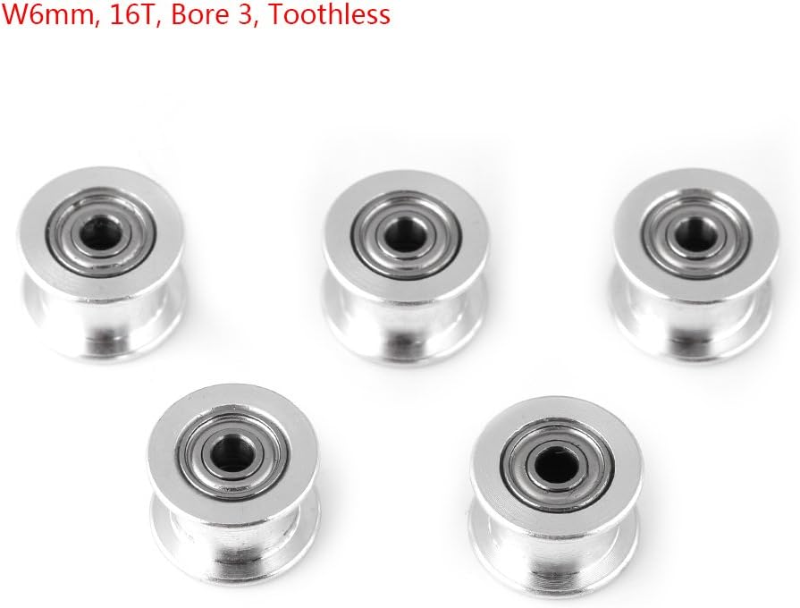 Aluminum Timing Pulley for 3D Printer, 5-Piece Set, 2GT, 3mm/5mm Bore, 16/20/Toothless Teeth - Image 4