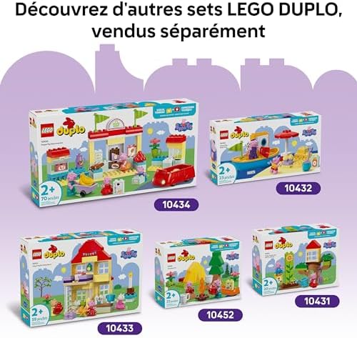 Duplo Peppa Pig La Fête Foraine - Jouet Éducatif dès 2 Ans - Motricité Fine - Grande Roue, Toboggan, Bar à Jus & 3 Figurines Dont Danny Dog - Activité Premier Âge - Cadeau Fille ou Garçon 10453