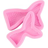 ScivoKaval Silicone Mermaid Tail Mold Baking Cake Decoration Jelly Sugar Craft Chocolate Fondant Gumpaste Pastry Clay Candy Making Ice Cube Tray Fimo Soap Molds Large and Small Set of 2