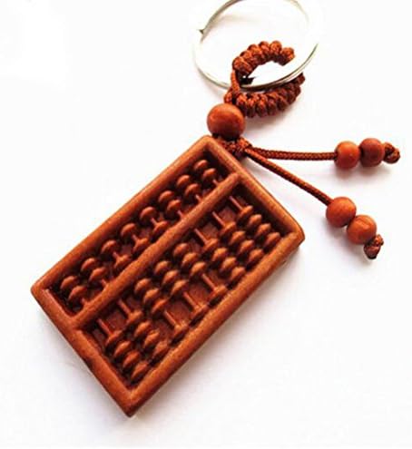 Wooden Abacus Wealth Fortune Key Chain Key Ring for Cars Bags Decoration