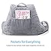 FavFactory Reading Pillow with Arms & Pockets for Sitting Up in Bed - Bedrest Chair Pillow with Removable Cover & Shredded Memory Foam for Back Support When Lounging (Grey, Standard)