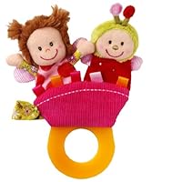 Lillputiens Liz Teething Rattle 3 Toys in One Finger Puppet Teether and Pacifier Holder