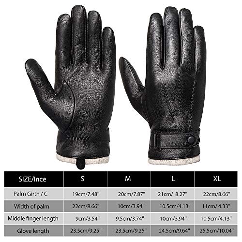 Mens Genuine Leather Gloves Winter - Acdyion Touchscreen Cashmere/Wool Lined Warm Dress Driving Gloves (Brown, Large) - Thumbnail 5