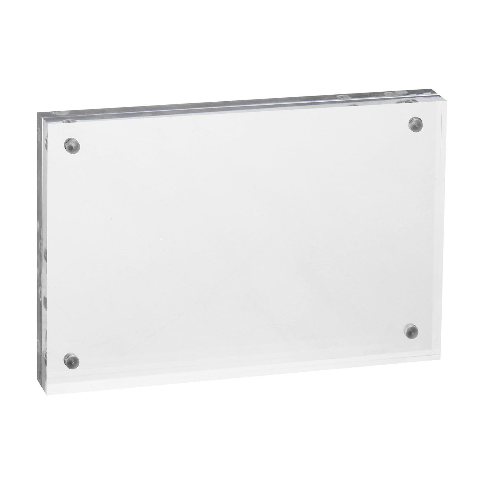 PATIKIL Floating Photo Frame, 3.1" x 4.7" Desktop Frameless Picture Frame Double Sided Acrylic Magnetic Display Frame for Family Travel Party Photo Souvenirs Artwork, Clear